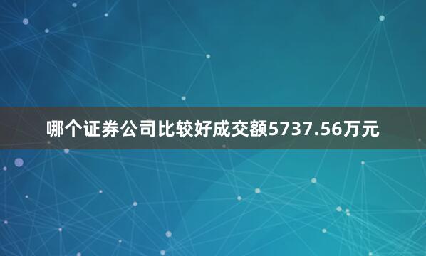 哪个证券公司比较好成交额5737.56万元